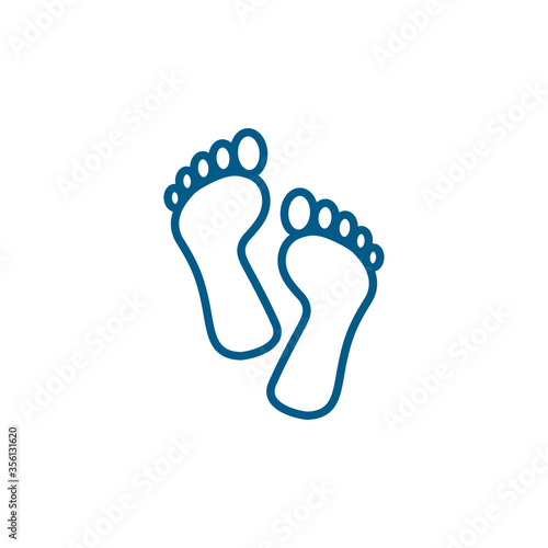 Footprint Line Blue Icon On White Background. Blue Flat Style Vector Illustration