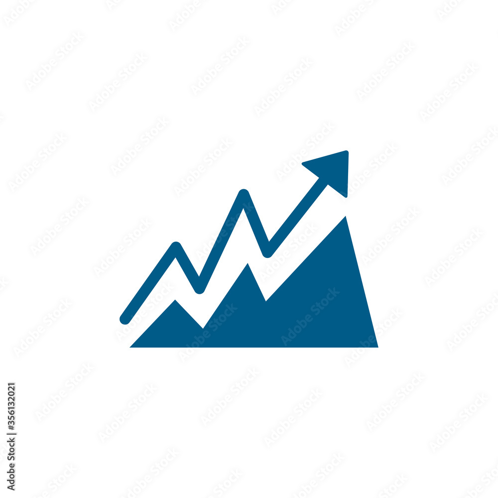 Growing Graph Blue Icon On White Background. Blue Flat Style Vector Illustration Growing Graph Blue Icon On White Background. Blue Flat Style Vector Illustration
