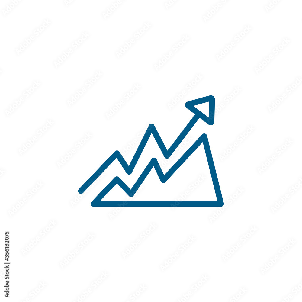 Growing Graph Line Blue Icon On White Background. Blue Flat Style Vector Illustration Growing Graph Line Blue Icon On White Background. Blue Flat Style Vector Illustration