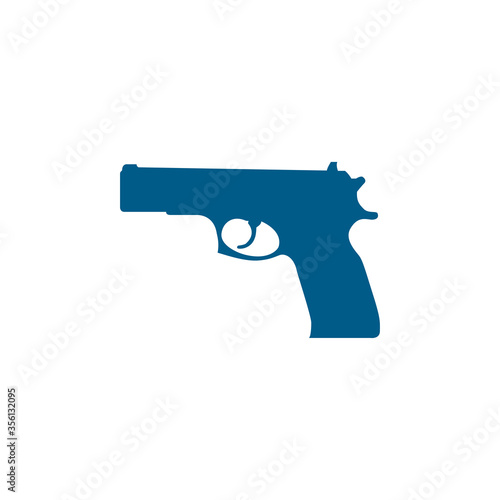 Gun Blue Icon On White Background. Blue Flat Style Vector Illustration