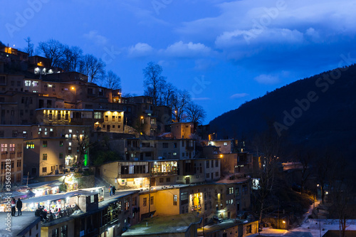 Night mountain village Masouleh, Gilan Povince, Iran, unesco world heritage
