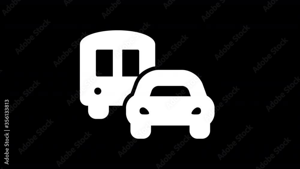 From the Glitch effect arises car bus symbol. Then the TV turns off. Alpha channel Premultiplied - Matted with color black From the Glitch effect arises car bus symbol. Then the TV turns off. Alpha channel Premultiplied - Matted with color black