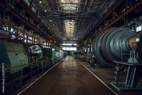 Turbine manufacturing factory interior, nobody
