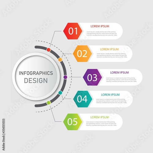 Presentation business infographic template with 5 options. Vector illustration