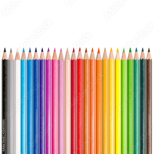Row of colored pencils, color concept