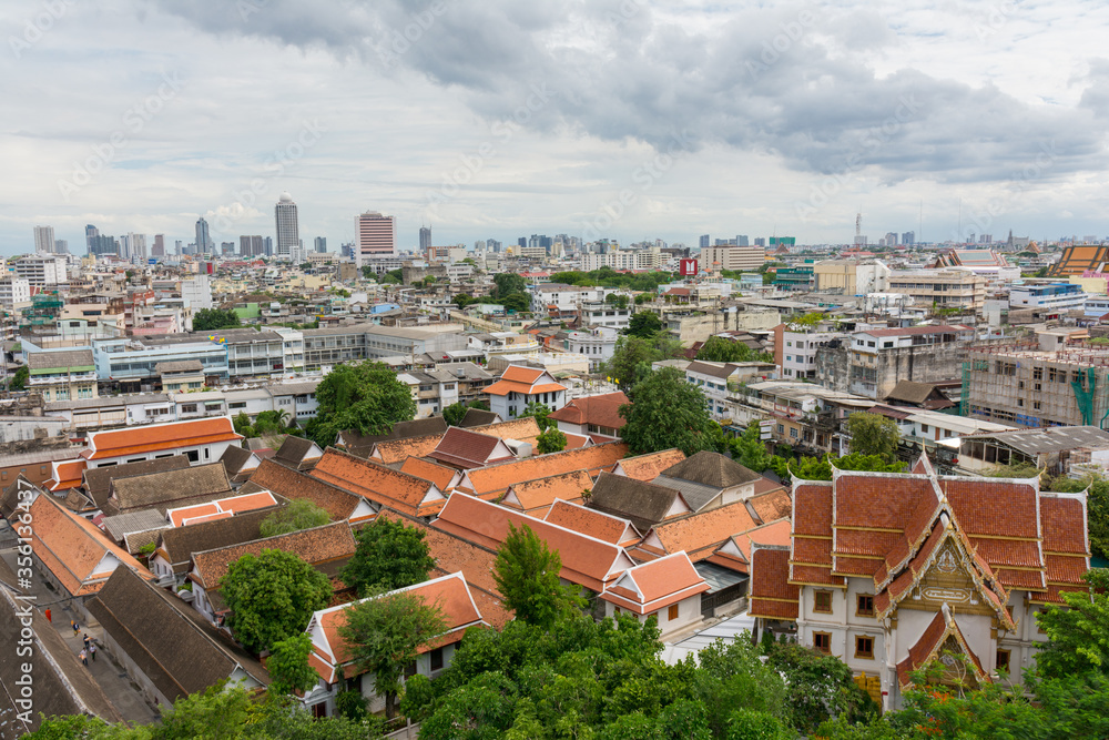 View of Bangkok from The Golden Mount, Wat Saket, Bangkok, Thailand