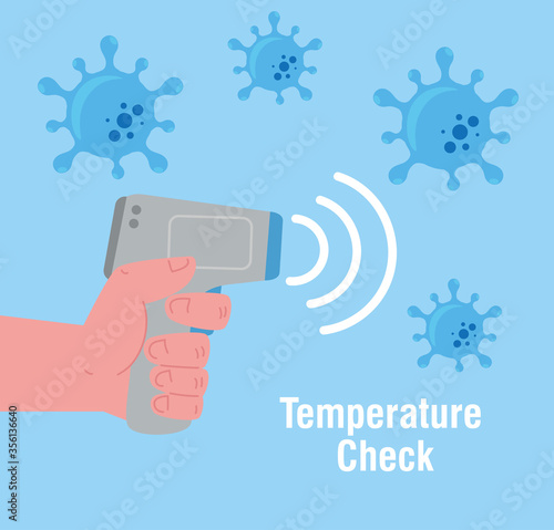 digital non contact infrared thermometer, medical thermometer measuring body temperature, prevention of coronavirus disease 2019 ncov vector illustration design