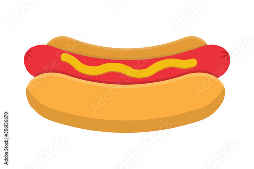 Hotdog on white background. Street food. Fast Food. Vector illustration. Sandwich