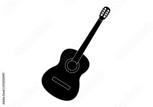 Icono negro de una guitarra en fondo blanco.