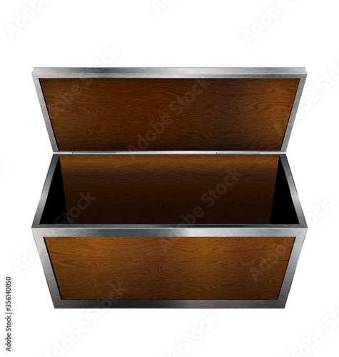 white background and wooden open empty box