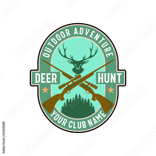 Deer Logo, Deer Stag Buck Reindeer Elk Antler Wall and Shield for Protect Hunting logo design inspiration