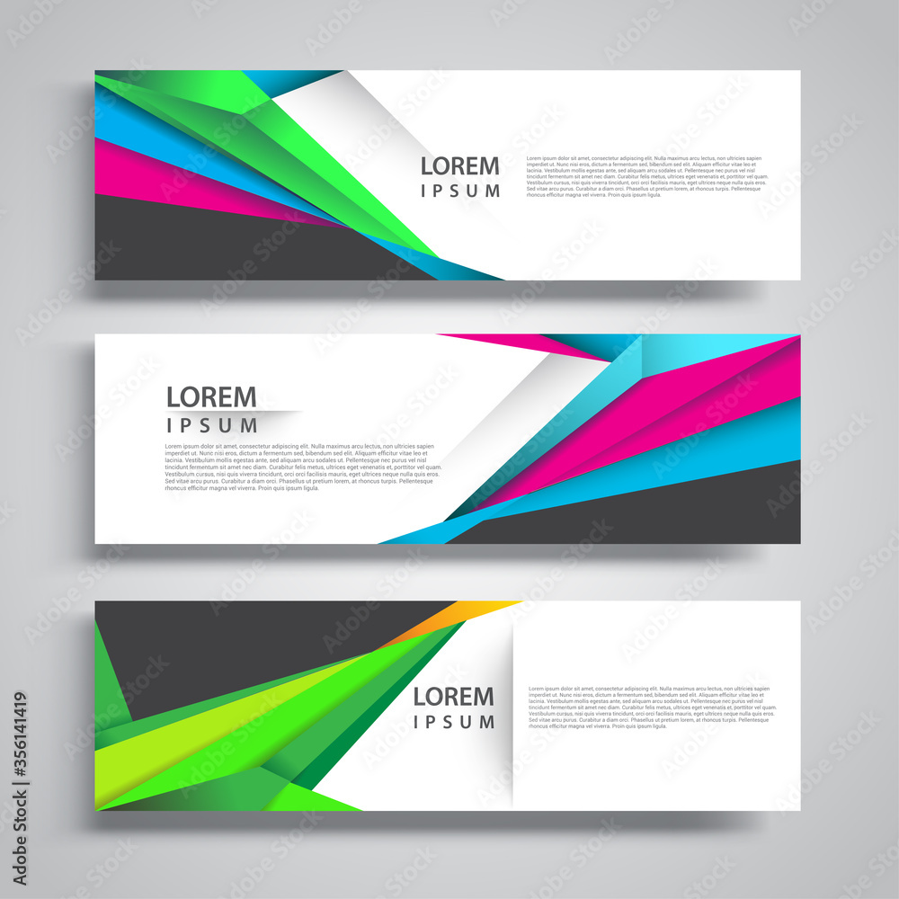 Fototapeta premium Vector set abstract geometric design banner web template.