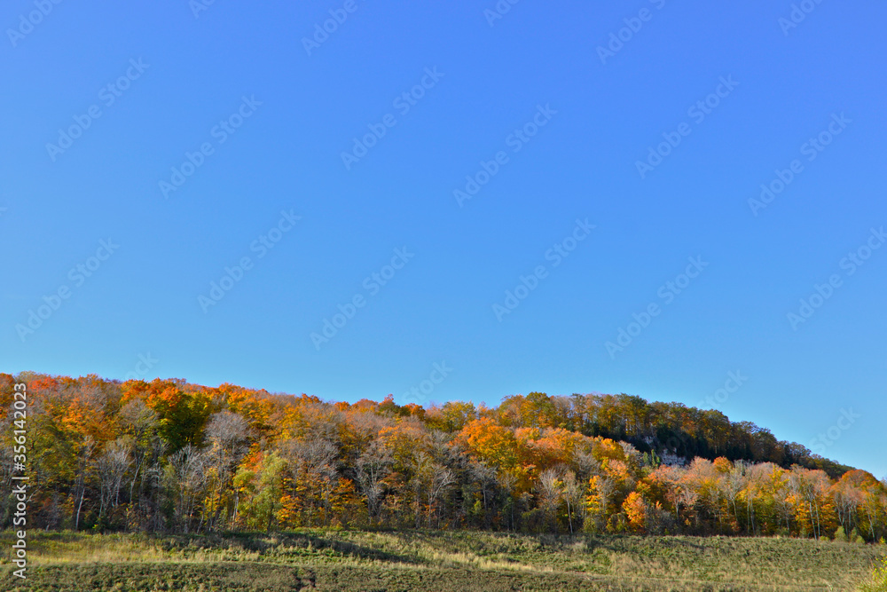 Panoramic view of Niagara Escarpment in autumn, Milton, Ontario, Canada.