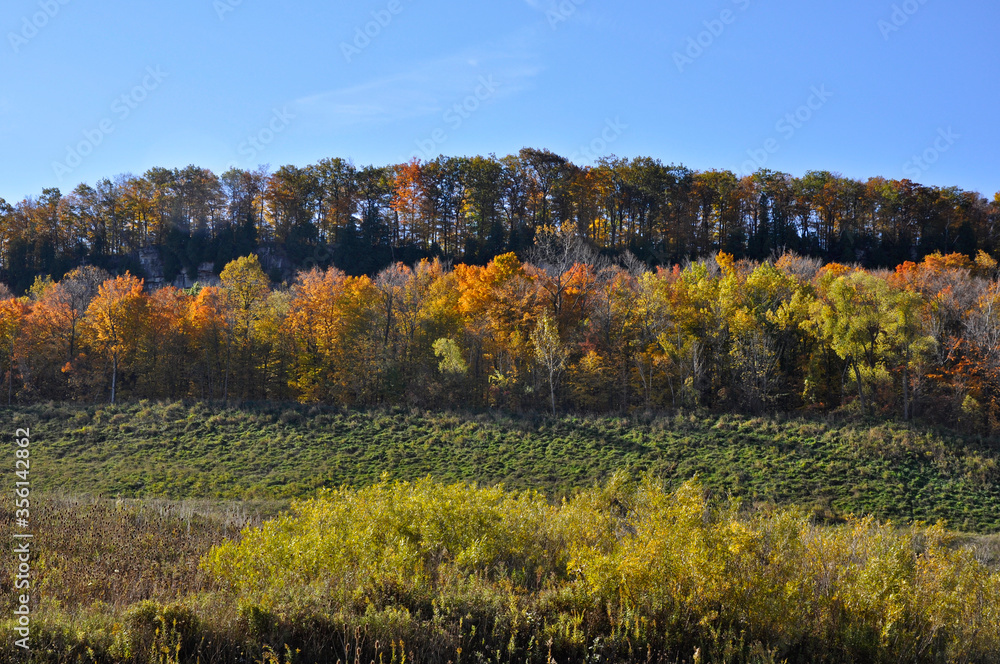 Milton, Ontario / Canada - 10/19/2008: Profile view of Niagara Escarpment in autumn, Milton, Ontario, Canada. Milton, Ontario / Canada - 10/19/2008: Profile view of Niagara Escarpment in autumn, Milton, Ontario, Canada.