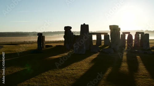 Sunrise at Stonehenge UK Drone Aerial View