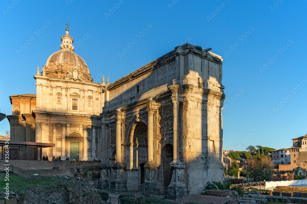 Arch of Septimius Severus at Roman forum, Rome Italy