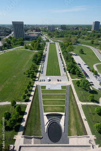 A birds-eye view of the National World War 1 Museum and Memorial Park in Oklahoma City
