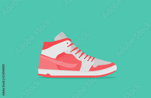Sneakers. Flat vector icon isolated on color background