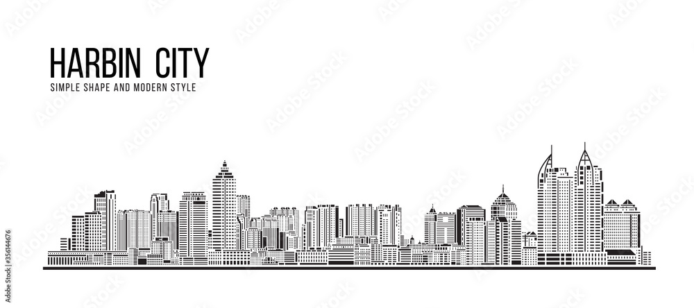 Cityscape Building Abstract Simple shape and modern style art Vector design - Harbin city