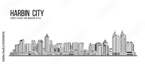 Cityscape Building Abstract Simple shape and modern style art Vector design - Harbin city