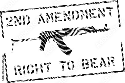 Grunge stamp ''Second amendment-right to bear''. AK-47 assault rifle.