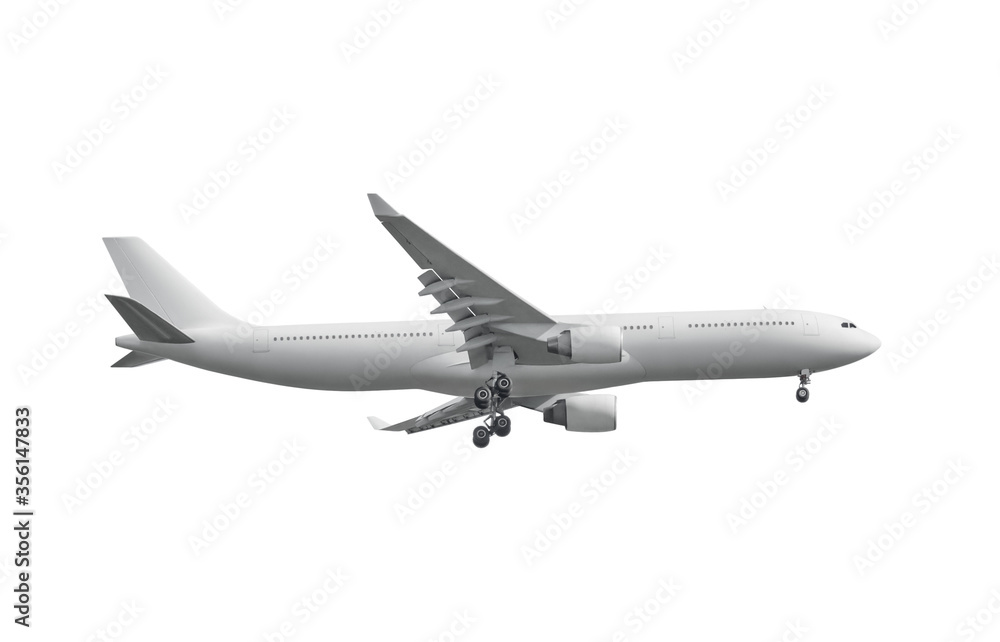 Passenger airplane is isolated on a white background. Passenger airplane is isolated on a white background.