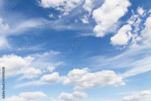 Clouds in the blue sky. Environment  atmosphere