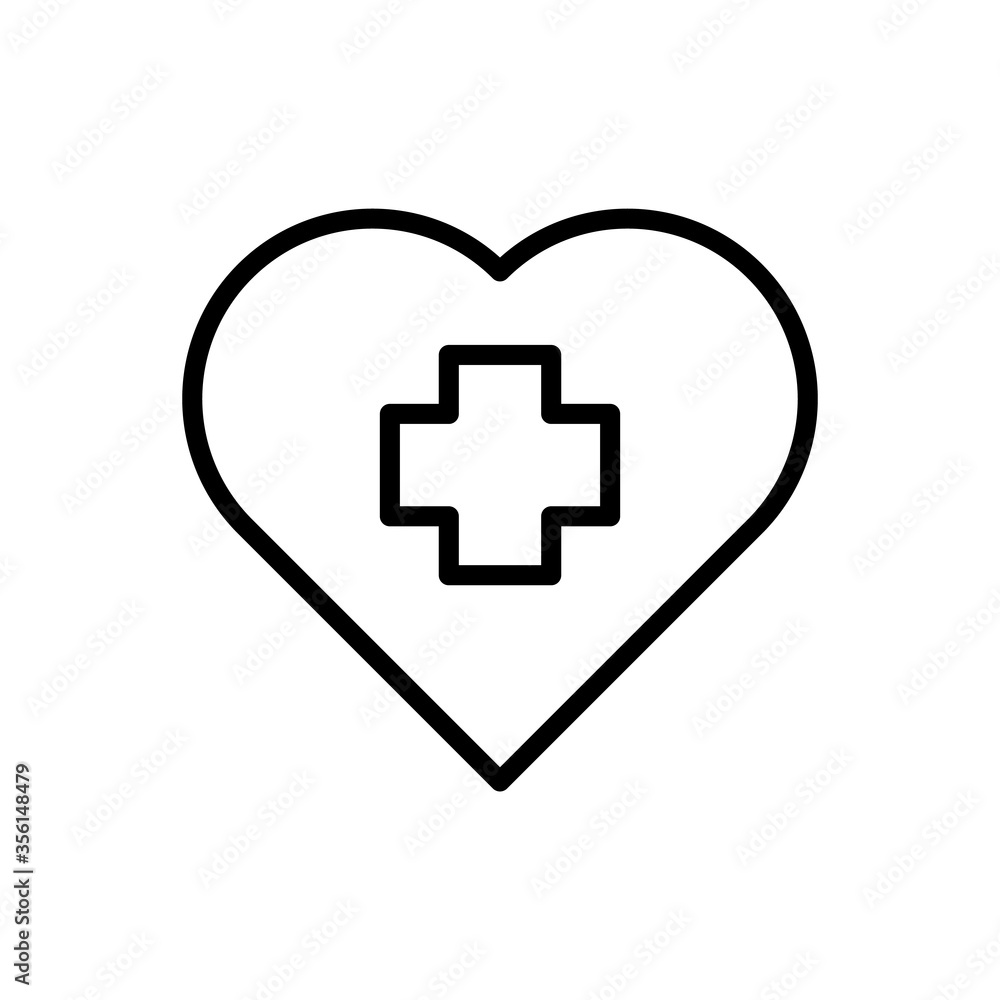 Heart, medicine icon. Simple line, outline vector elements of firefighters icons for ui and ux, website or mobile application Heart, medicine icon. Simple line, outline vector elements of firefighters icons for ui and ux, website or mobile application