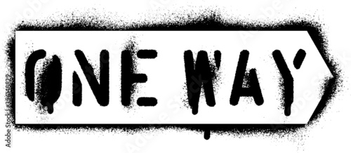 One Way Street Sign. Spray paint graffiti stencil.