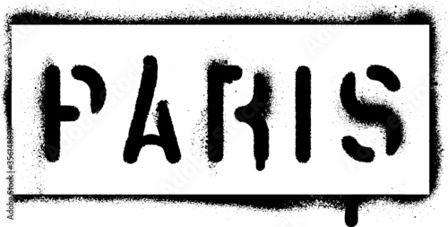 ''Paris'' spray paint graffiti stencil.