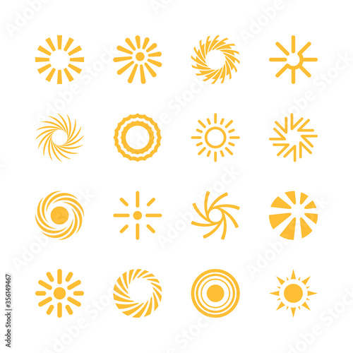 Set of simple abstract minimalistic sun icons