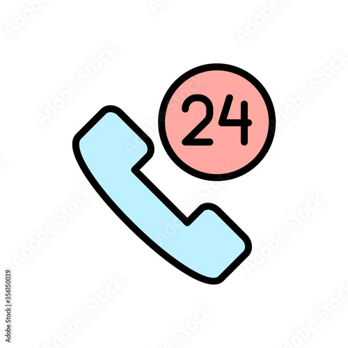 Phone, all day long icon. Simple color with outline vector elements of firefighters icons for ui and ux, website or mobile application