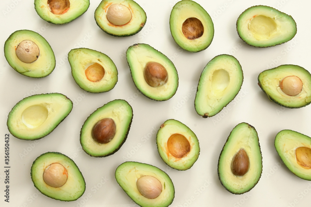 Slices Of Avocado Cut In Half