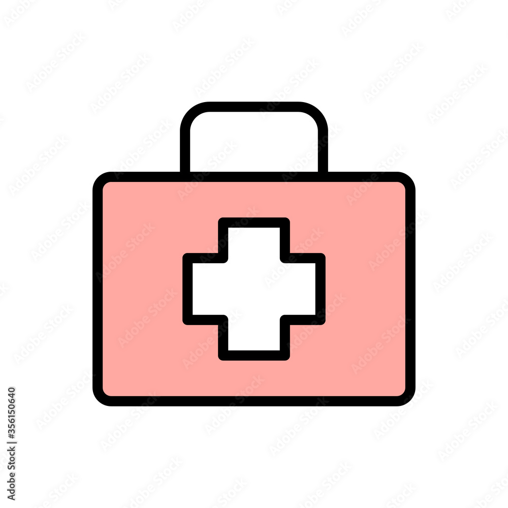 First aid kit, emergency icon. Simple color with outline vector elements of firefighters icons for ui and ux, website or mobile application First aid kit, emergency icon. Simple color with outline vector elements of firefighters icons for ui and ux, website or mobile application