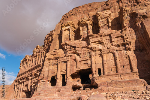 Royal tomb in Petra ruin and ancient city of Nabatean empire, Jordan, Arab