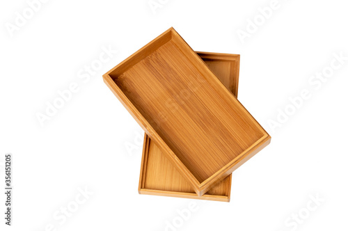 Fototapeta Naklejka Na Ścianę i Meble -  open wooden box with lid on white background, mock up