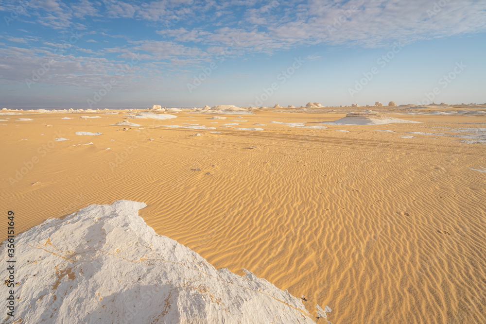 Beautiful landscape with sand pattern of White desert in Egypt in a morning, Egypt Beautiful landscape with sand pattern of White desert in Egypt in a morning, Egypt