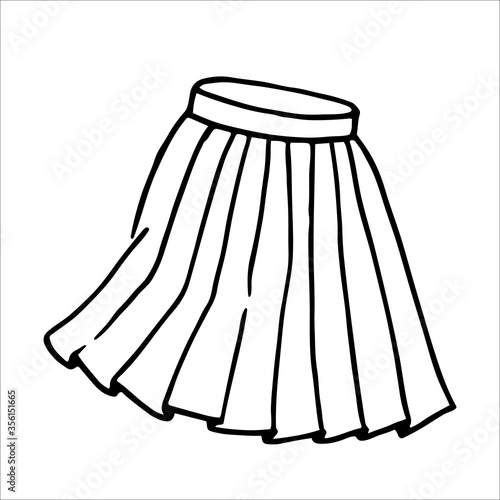 Hand drawn women skirt doodle isolated on white background