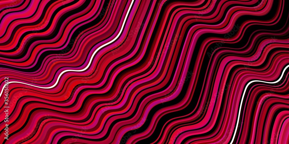 Dark Red vector background with curved lines.