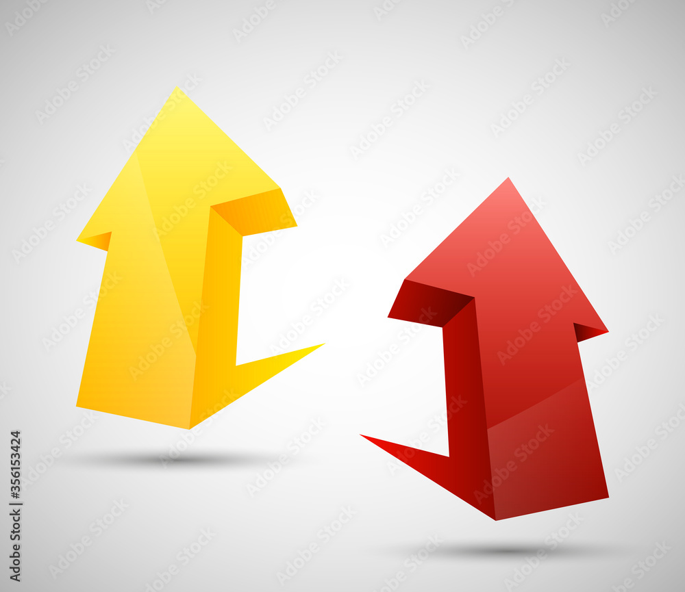 Arrow banners set. Direct shape. 3d Abstract Background. Business infographic presentation diagram. Section compare service. Up and down trend. Paper index. Exact pointer Arrow banners set. Direct shape. 3d Abstract Background. Business infographic presentation diagram. Section compare service. Up and down trend. Paper index. Exact pointer