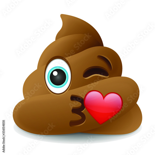 Pile of Poo Kiss Emoji Icon Object Symbol Gradient Vector Art Design Cartoon Isolated Background