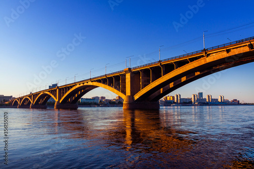 Krasnoyarsk, Russia, communal bridge over the Yenisei
