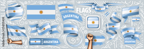 Vector set of the national flag of Argentina in various creative designs