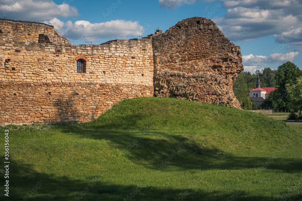 The ruins of the royal castle from the 14th century in Inowlodz, Lodzkie, Poland