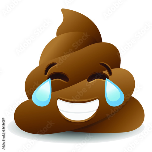 Pile of Poo Laughing Emoji Icon Object Symbol Gradient Vector Art Design Cartoon Isolated Background