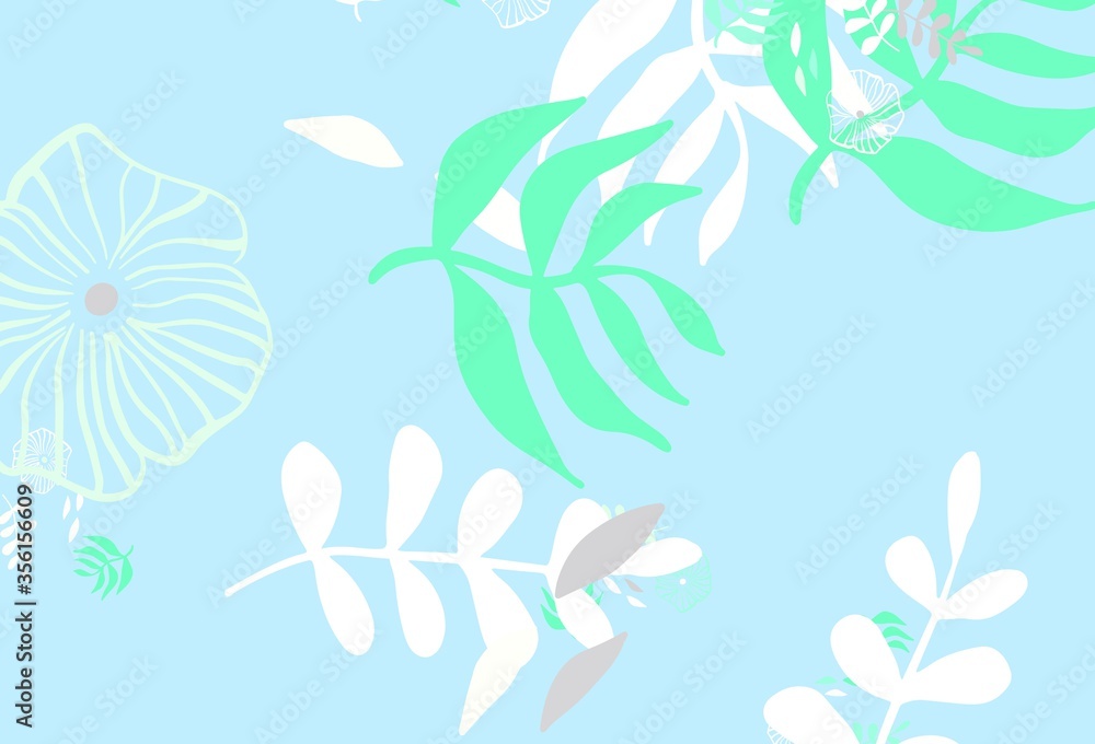 Light Green, Yellow vector doodle backdrop with leaves. Light Green, Yellow vector doodle backdrop with leaves.