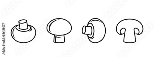 Champignon outline. Isolated champignon on white background