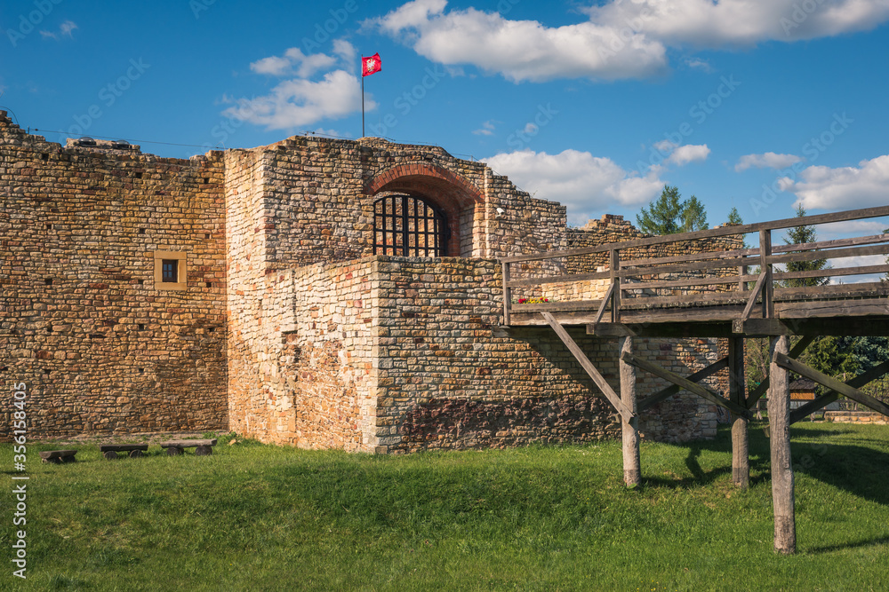 The ruins of the royal castle from the 14th century in Inowlodz, Lodzkie, Poland