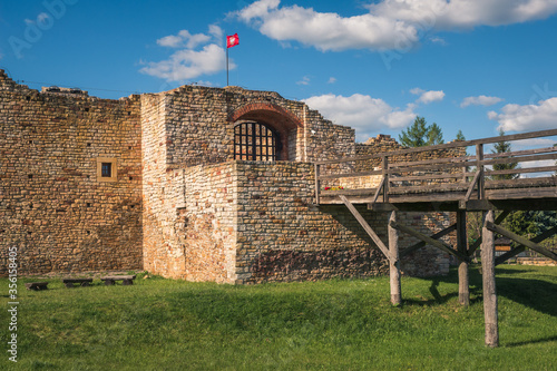 Obraz na płótnie The ruins of the royal castle from the 14th century in Inowlodz, Lodzkie, Poland w salonie
