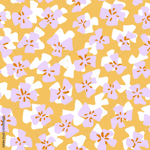 Vector seamless background with bold pansy illustration. Colorful abstract floral design in repeat. Great for wallpaper, fabric, web.